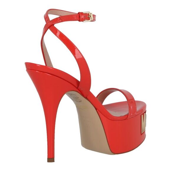 Moschino Logo-Letter Patent Leather Platform Pump Orange Womens - Picture 3 of 6
